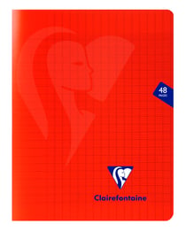 Cahier polypro Clairefontaine - rouge - 17 x 22 cm - Mimesys - 48 pages grands carreaux 