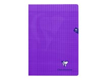 Cahier polypro - Format A4 21 x 29.7 cm - Mimesys -Clairefontaine - 96 pages grands carreaux - Violet
