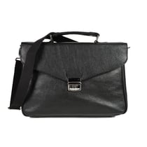 Serviette avec bandoulière cuir grainé Noir