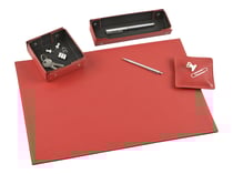 Kit bureau cuir - L' Agenda Moderne Satiny - Quo Vadis - 4 pièces - Rouge