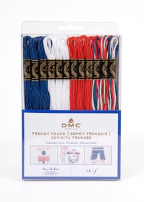Lot de 12 echevettes DMC - Bleu blanc rouge 