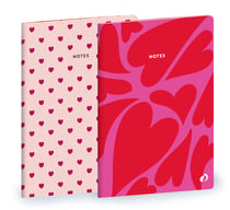 Lot de 2 carnets Quo Vadis - Rose - A5 14,8 x 21 cm - Coeur - 64 pages