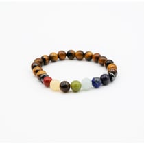 Bracelet - 8 mm - 7 chakras et œil du tigre