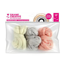 3 pelotes de fils à tricoter tissage rose/gris - Graine Créative