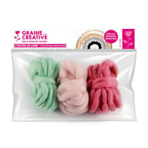 3 pelotes de fil à tricoter tissage - menthe/rose pâle/vieux rose - Graine Créative