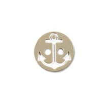 Bouton 2 trous - ancre blanche fond beige 