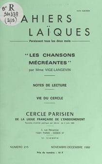 Les chansons mécréantes - Notes de lecture. Vie du cercle