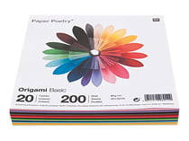Feuilles de papier Rico Design - Origami Basic - 200 feuilles - Couleurs assorties - 20 x 20 cm - 80 g/m²