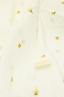Tissus coton flammé brodé Promod - 300 x 137 cm - Citron