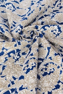 Tissu voile coton imprimé Promod - 300 x 137 cm - Bleu écru
