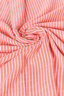 Tissu dobby viscose rayé Promod - 300 x 157 cm - Corail