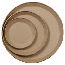 Set de 3 assiettes en papier mâché brun à suspendre