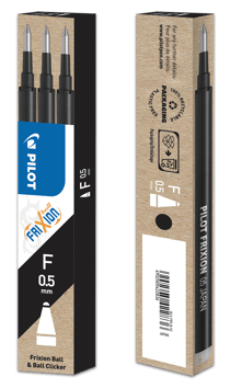 Lot de 3 recharges pour stylo roller effaçable Pilot - FriXion Ball & FriXion Ball Clicker - Noir - Pointe fine