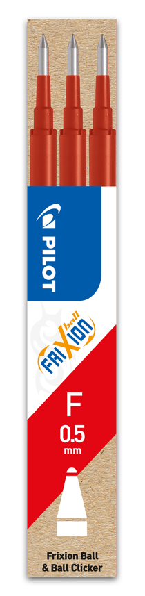Lot de 3 recharges pour stylo roller effaçable - Rouge - FriXion Ball & FriXion Ball Clicker- Pointe fine - Pilot