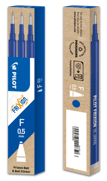 Lot de 3 recharges pour stylo roller effaçable Pilot - FriXion Ball & FriXion Ball Clicker - Bleu - Pointe fine