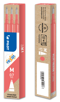Lot de 3 recharges pour stylo roller effaçable Pilot - FriXion Ball & FriXion Ball Clicker - Rose corail - Pointe moyenne