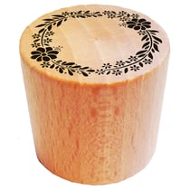 Tampon en bois rond - Couronne fleurs
