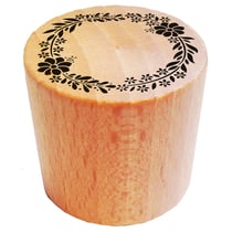 Tampon en bois rond - Couronne fleurs