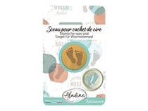 Aladine - Plaque de cachet - cercle - pied de bébé - 2 cm de diamètre - laiton
