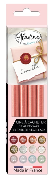 Lot de 4 bâtons de cire à cacheter Aladine - Corail