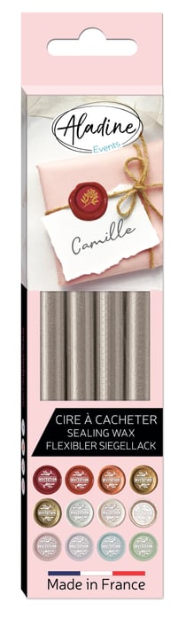 Lot de 4 bâtons de cire à cacheter Aladine - Taupe