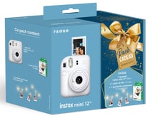 Pack Noël FujiFilm - Appareil photo instantané Instax Mini 12 + Film + guirlande LED - Blanc