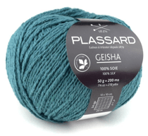 Pelote de fil à tricoter 100% soie - Plassard - Geisha - Bleu 76