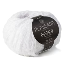 Pelote de fil à tricoter 100% coton - Plassard - Digitalis - Blanc 01