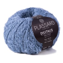 Pelote de fil à tricoter 100% coton - Plassard - Digitalis - Bleu 24