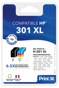 Cartouches d'imprimantes Print 3E - Compatibles HP H301 XL - Noir/Couleur