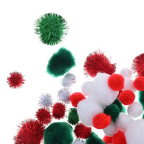 120 pompons diamètre 1 et 2 cm multicolores Noël - Créalia