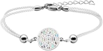 Bracelet coton  - acier email nacre