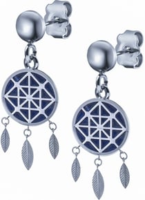 Boucles d'oreilles - acier attrape-rêves lapis lazuli