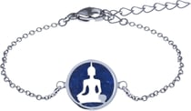 Bracelet acier Bouddha - lapis lazuli