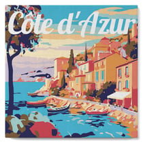 Mini Peinture au numéro Figured'Art avec cadre - Côte d'Azur - 20 x 20 cm