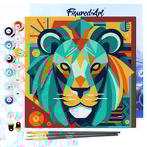 Mini Peinture par Numéro Figured'Art 20x20cm - Lion Art Déco