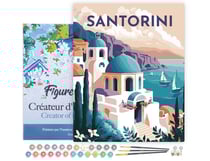 Peinture par numéro avec cadre Figured'Art - Affiche vintage Santorin - Toile tendue sur châssis - 40 x 50cm