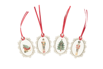 8 Étiquettes avec ruban rouge - Christmas Story - 5x7cm - Modèles Assortis