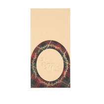 Lot de 8 porte-couverts « Joyeux Noël » Scottish Christmas - Papier kraft - Tartan rouge, vert et or - 10 x 20 cm