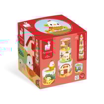 Ma Première Pyramide - 5 Étages Carton à Empiler - 1 Poule en Bois - Gamme Ferme