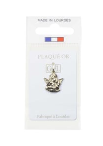 Médaille Ange découpée, apparition grotte de Lourdes au verso