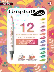 Lot de 12 marqueurs acrylique - GRAPH'IT GO - Floral