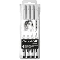 Lot de 3 fine liners pointe extra-fine + 1 feutre pinceau - Graph'it - Noir - Studio Manga