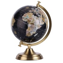 GLOBE RETRO 18 CM NOIR PIED LAITON