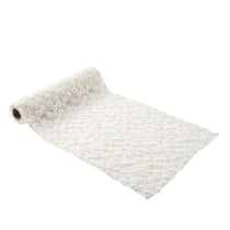 Chemin de table Artyfêtes - Le Daisy fleuri - Blanc et or - 24 cm x 3 m