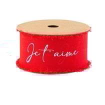 Ruban en mousseline de soie - Je t'aime - Rouge et blanc - 4 cm x 3 m