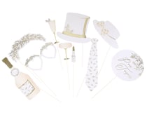 Kit photobooth Jolis Brins - Blanc et or - 10 pièces