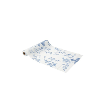 Chemin de table mousseline toile de Jouy - Blanc et bleu - 28 cm x 3 m                  