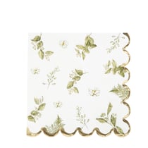 16 serviettes Botanique - Feuillages et or - 33 x 33 cm - 3 plis