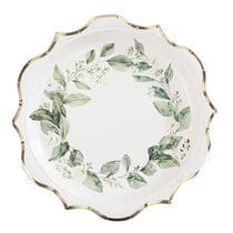 8 assiettes Botanique - Feuillages et or - 23 cm                            